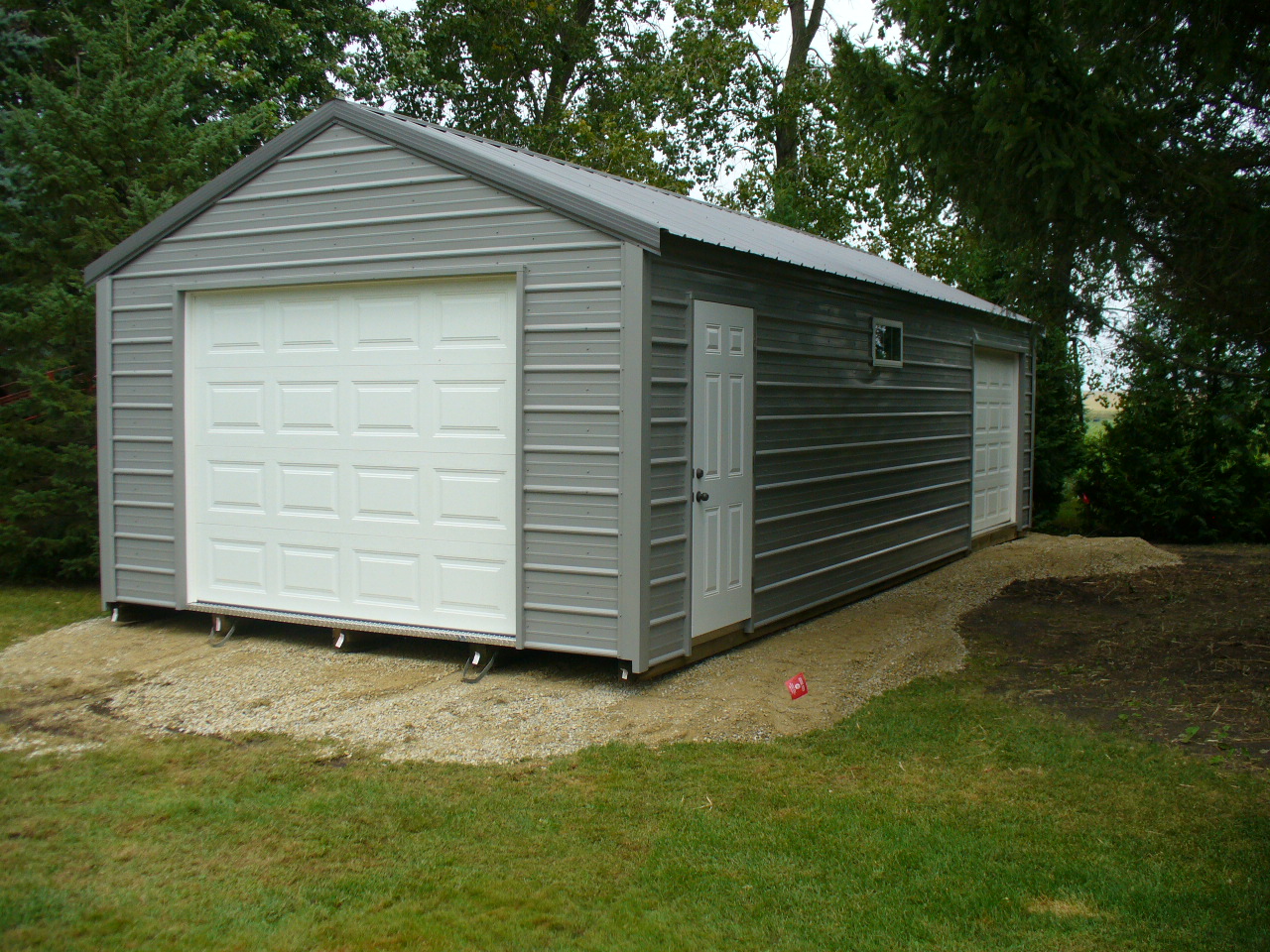 Swedes Portable One-Stall Garage with Over-head Doors